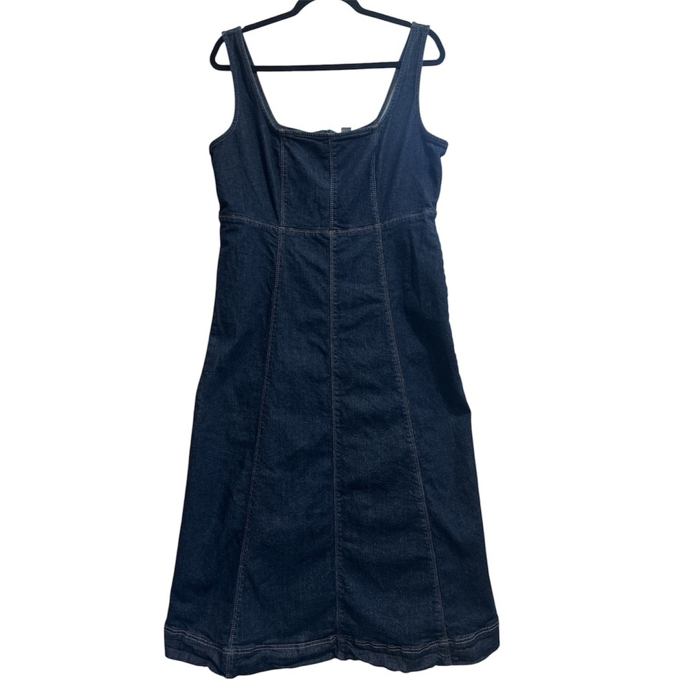 Old Navy Women's Large Denim Fit&flare Midi Dress Dark Wash Blue